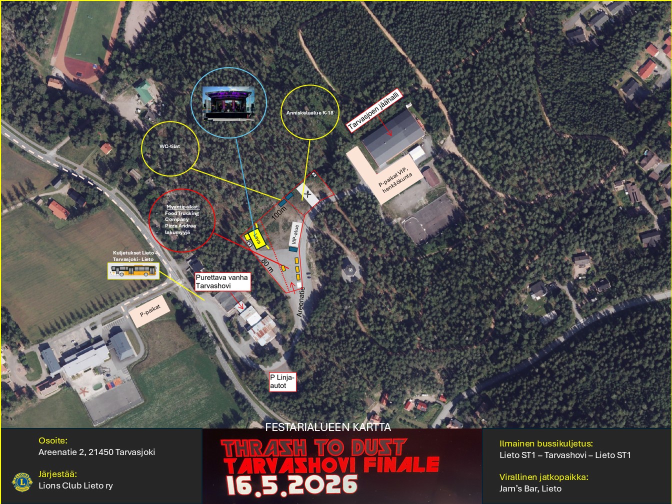 Thrash To Dust festivaalialueen kartta
